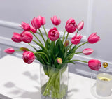 Spring Peony Tulip Arrangement in Glass Vase Modern French Home Decor