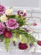 Premium All Real Touch Flowers Arrangement, French Purple Floral Decor In Glass Vase - Flovery