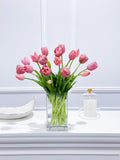 Spring Peony Tulip Arrangement in Glass Vase Modern French Home Decor