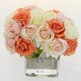 Real Touch Peach Orange Roses Light Pink Roses Arrangement - Flovery