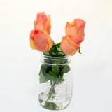 Real Touch Orange Pink Bud Rose Mason Jar Arrangement - Flovery