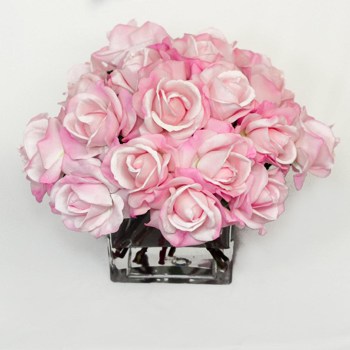 Large Real Touch Pink Rose Square Arrangement - Flovery