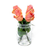 Real Touch Orange Pink Bud Rose Mason Jar Arrangement - Flovery
