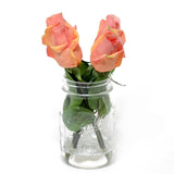 Real Touch Orange Pink Bud Rose Mason Jar Arrangement - Flovery