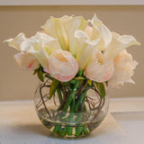 Large White Silk Peony Real Touch Calla Lily Arrangement - Flovery