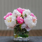 Silk White Light Pink Touched Peony Arrangement - Flovery
