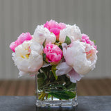 Silk White Light Pink Touched Peony Arrangement - Flovery