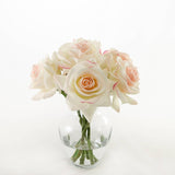 Real Touch Ivory Roses Pink Tipped Arrangement - Flovery