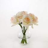 Real Touch Ivory Roses Pink Tipped Arrangement - Flovery