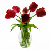 Real Touch Red Tulip Glass Vase Arrangement - Flovery