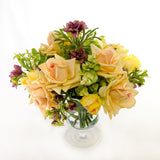 Large Real Touch Yellow Rose Cabbage Rose Arrangement - Flovery