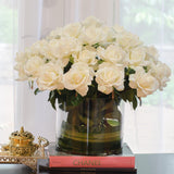 Very Large White Real Touch Rose Cylinder Arrangement - Flovery