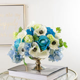 Real Touch Blue Rose Hydrangea Poppy Calla Lily Arrangement - Flovery