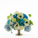 Real Touch Blue Rose Hydrangea Poppy Calla Lily Arrangement - Flovery