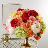 Large Real Touch Red Roses Poppy Hydrangea Arrangement - Flovery