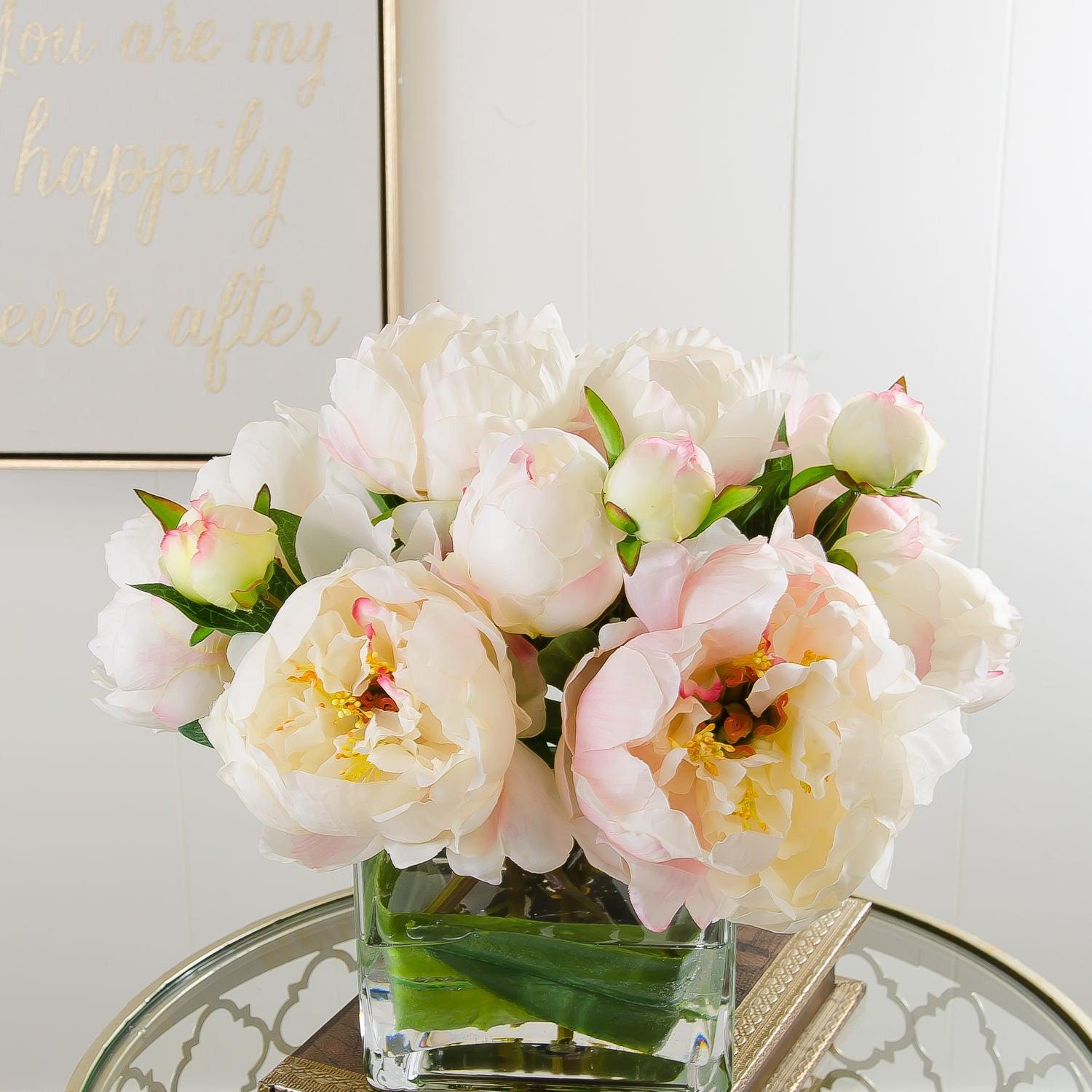 Large Light Pink Peonies Buds Square Arrangement - Flovery