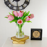 Medium Real Touch Pink Tulip Cylinder Arrangement - Flovery