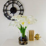 Large Real Touch White Calla Lilies Pebbles Arrangement - Flovery