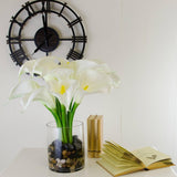 Large Real Touch White Calla Lilies Pebbles Arrangement - Flovery