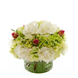 Real Touch Green Hydrangeas White Roses Arrangement - Flovery