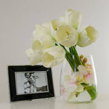 Large Real Touch White Tulips Orchids Oval Arrangement - Flovery