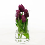 Real Touch Purple Tulips Cylinder Arrangement - Flovery