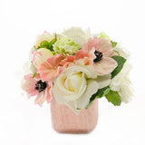 Real Touch White Orlane Roses Poppies Hydrangeas Metal Arrangement - Flovery