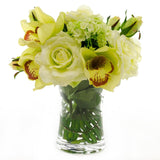 Real Touch Green Hydrangeas White Roses Orchid Arrangement - Flovery
