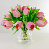 Dozens Real Touch Pink Tulip Foot Arrangement - Flovery