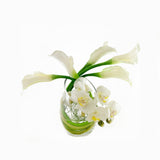 Real Touch White Calla Lilies Orchids Bubble Arrangement