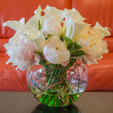Large White Silk Peony Real Touch Calla Lily Arrangement - Flovery