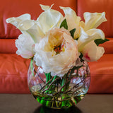 Large White Silk Peony Real Touch Calla Lily Arrangement - Flovery