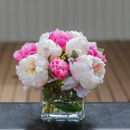 Silk White Light Pink Touched Peony Arrangement - Flovery