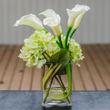 Silk Green Hydrangea with Real Touch Calla Lily Arrangement - Flovery