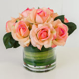 Large Real Touch Orange Rose Greenery Arrangement Round - Flovery