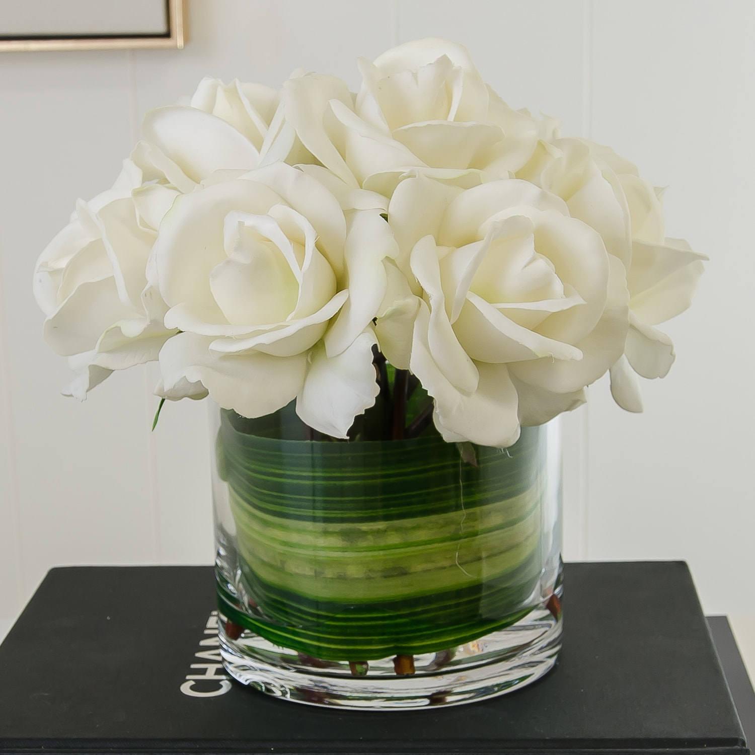 Medium White Real Touch Rose Arrangement - Flovery
