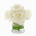 White Real Touch Rose Arrangement Cylinder Foliage - Flovery