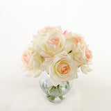 Real Touch Ivory Roses Pink Tipped Arrangement - Flovery
