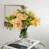 Large Real Touch Yellow Rose Cabbage Rose Arrangement - Flovery