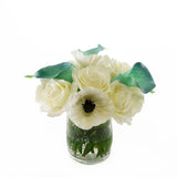 White Real Touch Rose Poppies Tiffany Calla Lilies Arrangement - Flovery