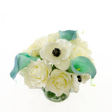 White Real Touch Rose Poppies Tiffany Calla Lilies Arrangement - Flovery