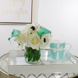 White Real Touch Rose Poppies Tiffany Calla Lilies Arrangement - Flovery