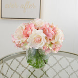Real Touch Ivory Light Pink Tipped Roses Arrangement - Flovery