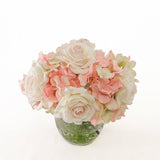 Real Touch Ivory Light Pink Tipped Roses Arrangement - Flovery
