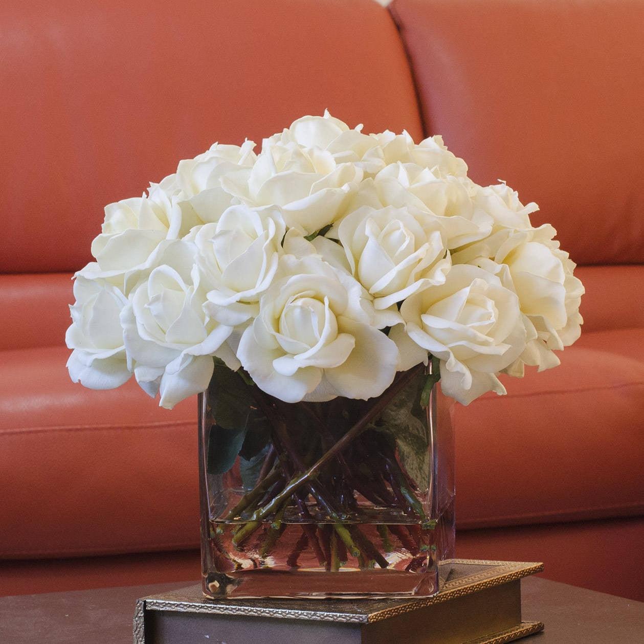 Very Large White Real Touch Rose Square Arrangement Secondary image