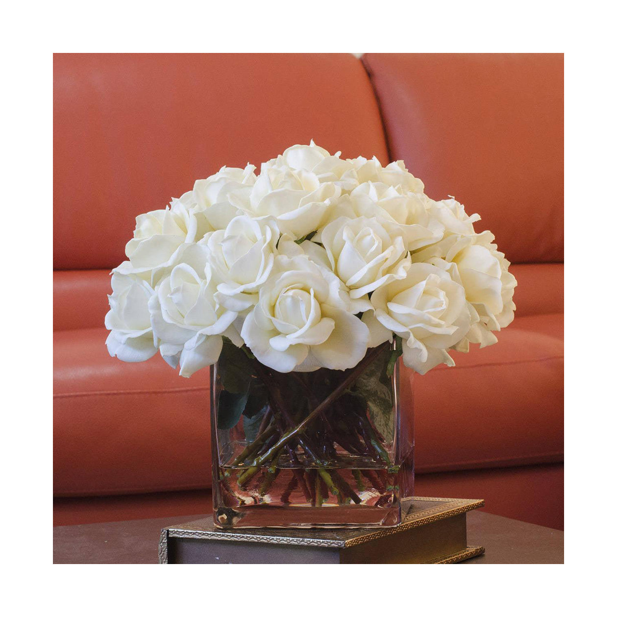 Very Large White Real Touch Rose Square Arrangement - Flovery Main image