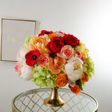 Large Real Touch Red Roses Poppy Hydrangea Arrangement - Flovery