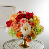 Large Real Touch Red Roses Poppy Hydrangea Arrangement - Flovery