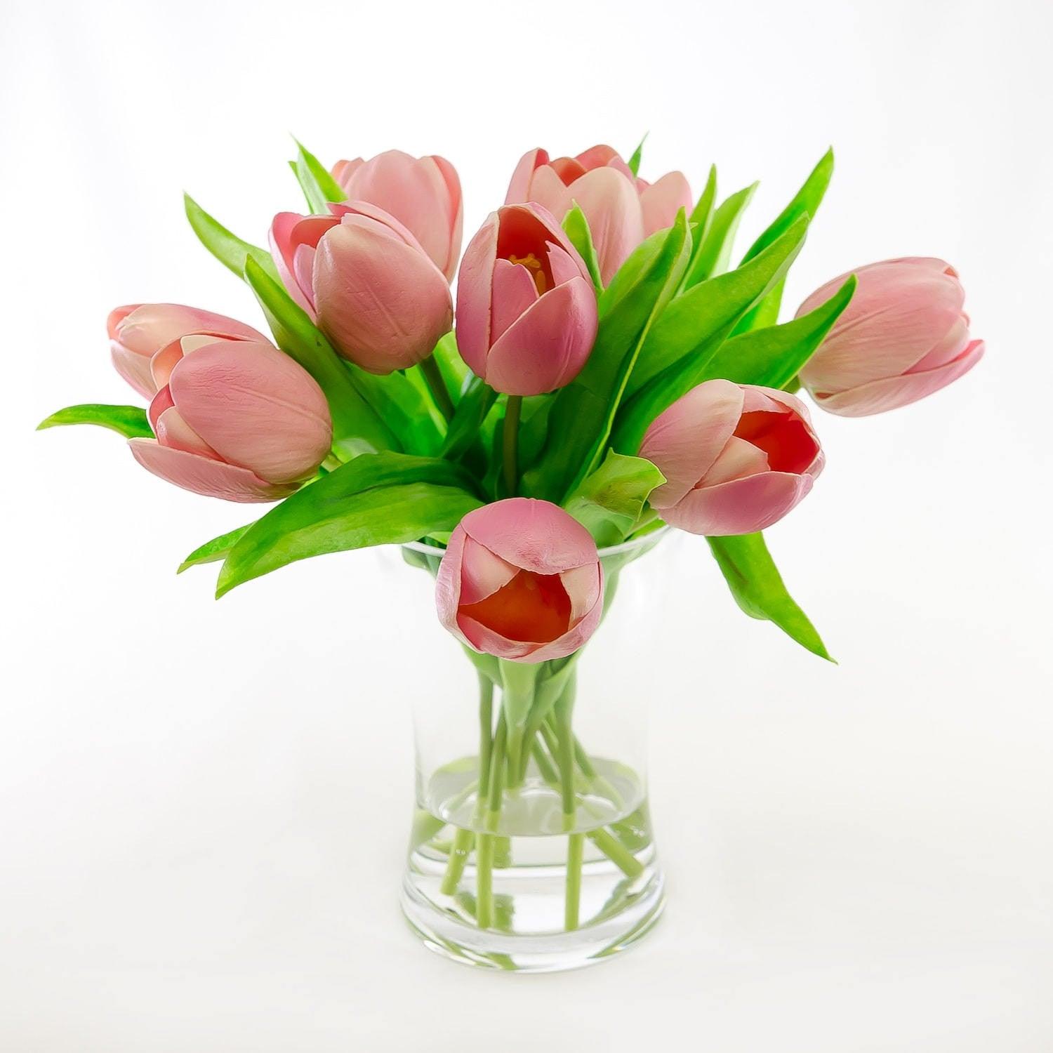 Medium Real Touch Pink Tulip Cylinder Arrangement - Flovery