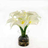 Large Real Touch White Calla Lilies Pebbles Arrangement - Flovery